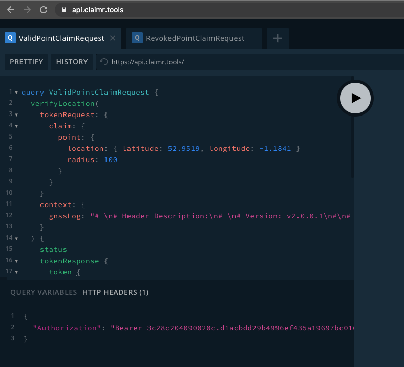 Screenshot of Unveiler API Playground